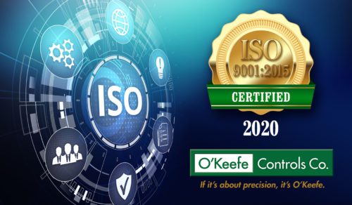 ISO organization symbols and O'Keefe Controls certification symbols