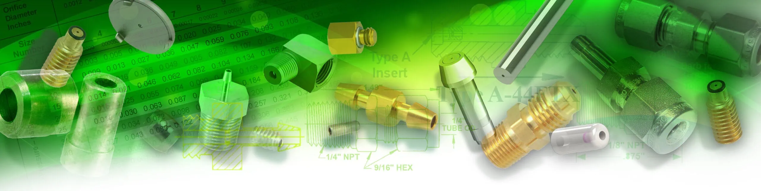 header-PrecisionOrifice-NT Various precision orifice s in both stainless steel and brass- many configurations and connections shown