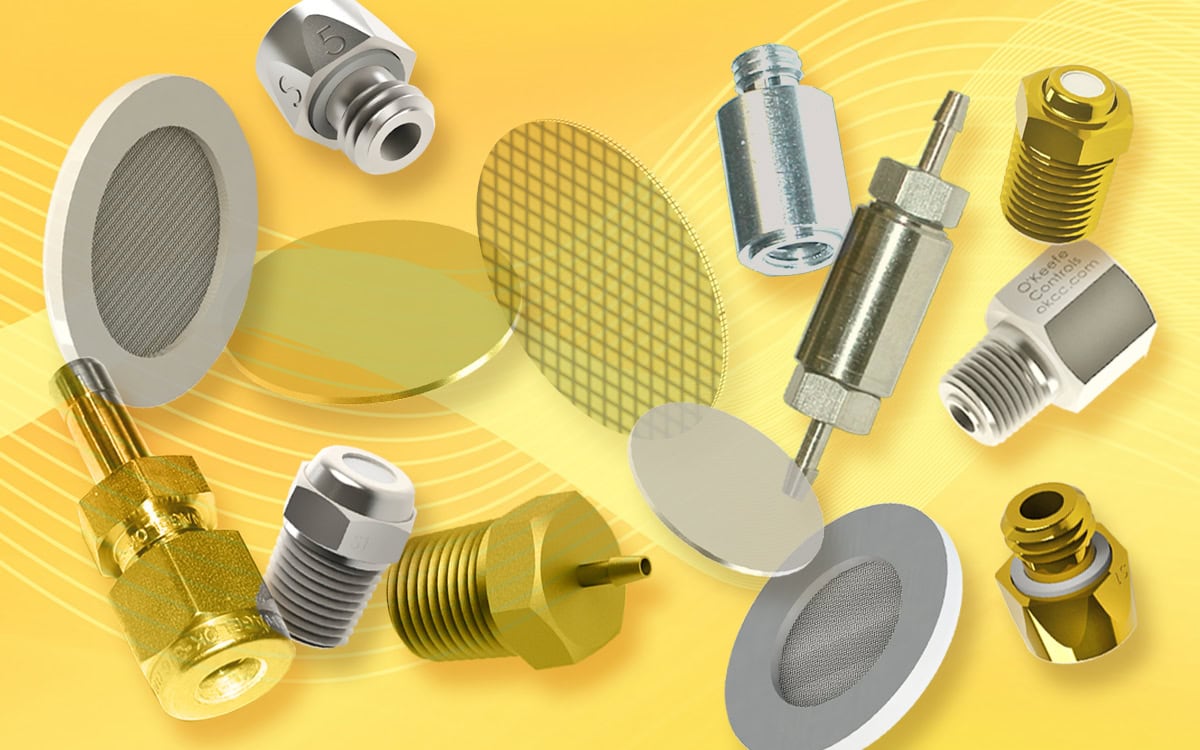 miniature in-line screen fittings, fine stainless steel screens and miniature breathers